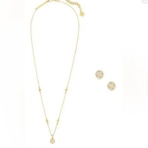 Kendra Scott Nola Necklace and Earrings Gold Iridescent (and bonus KC necklace)